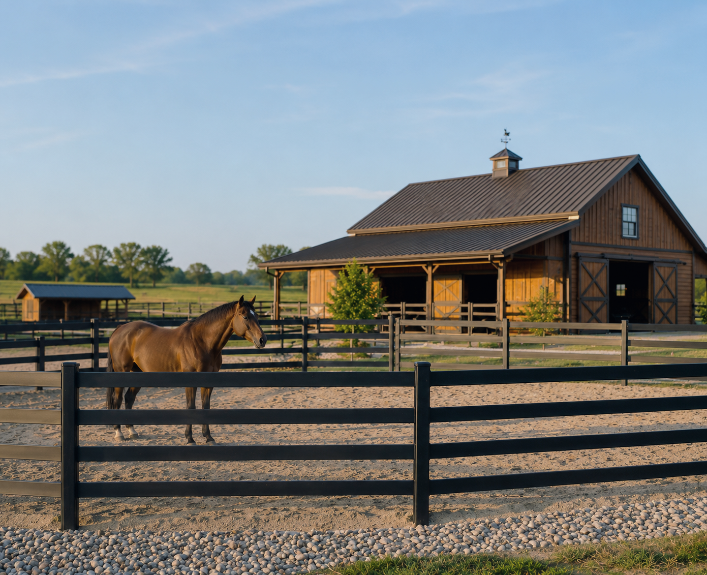 Kuptz Steel Fence round pens at Horseshoe Ranch
